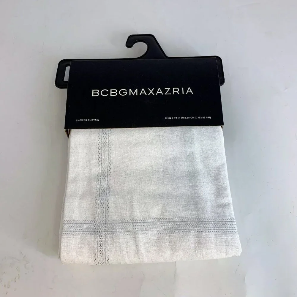 BCBGmaxazaria Shower Curtain 72 in X 72 In‎ White Silver Shower Curtain